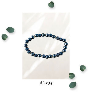 Blue Grey Blues Acrylic Stretch Bracelet